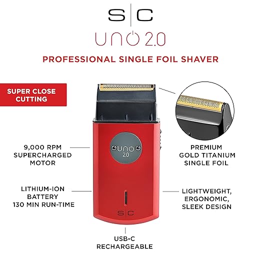 StyleCraft UNO Cordless RED Single Foil Shaver #SC803R