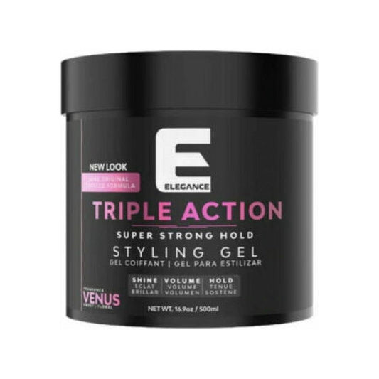 Gel de peinado de triple acción y fijación extra fuerte ELEGANCE VENUS 16,9 oz / 500 ml