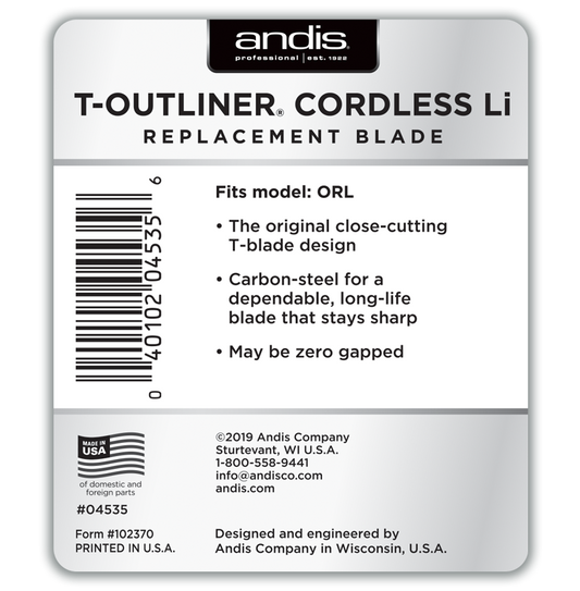 ANDIS T-OUTLINER CORDLESS LI REPLACEMENT T-BLADE #04535