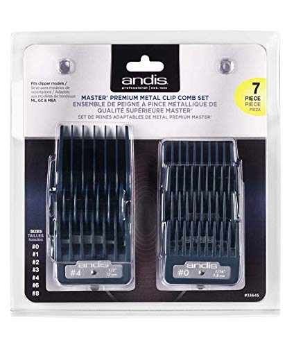 JUEGO DE PEINES CON CLIP DE METAL ANDIS MASTER PREMIUM, 7 PIEZAS