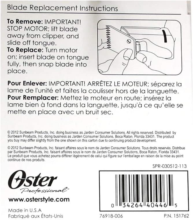 OSTER DETACHABLE BLADE SIZE 00000
