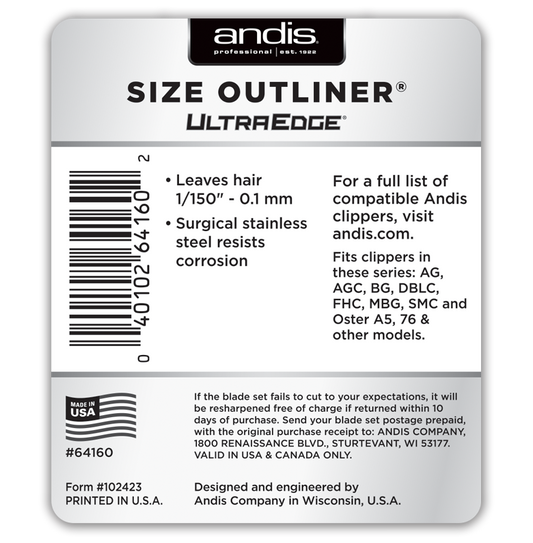 ANDIS ULTRAEDGE DETACHABLE OUTLINER BLADE, SIZE 1/150" #64160