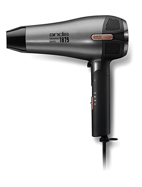 ANDIS FOLD-N-GO 1875W IONIC/CERAMIC HAIR DRYER, BLACK/SILVER