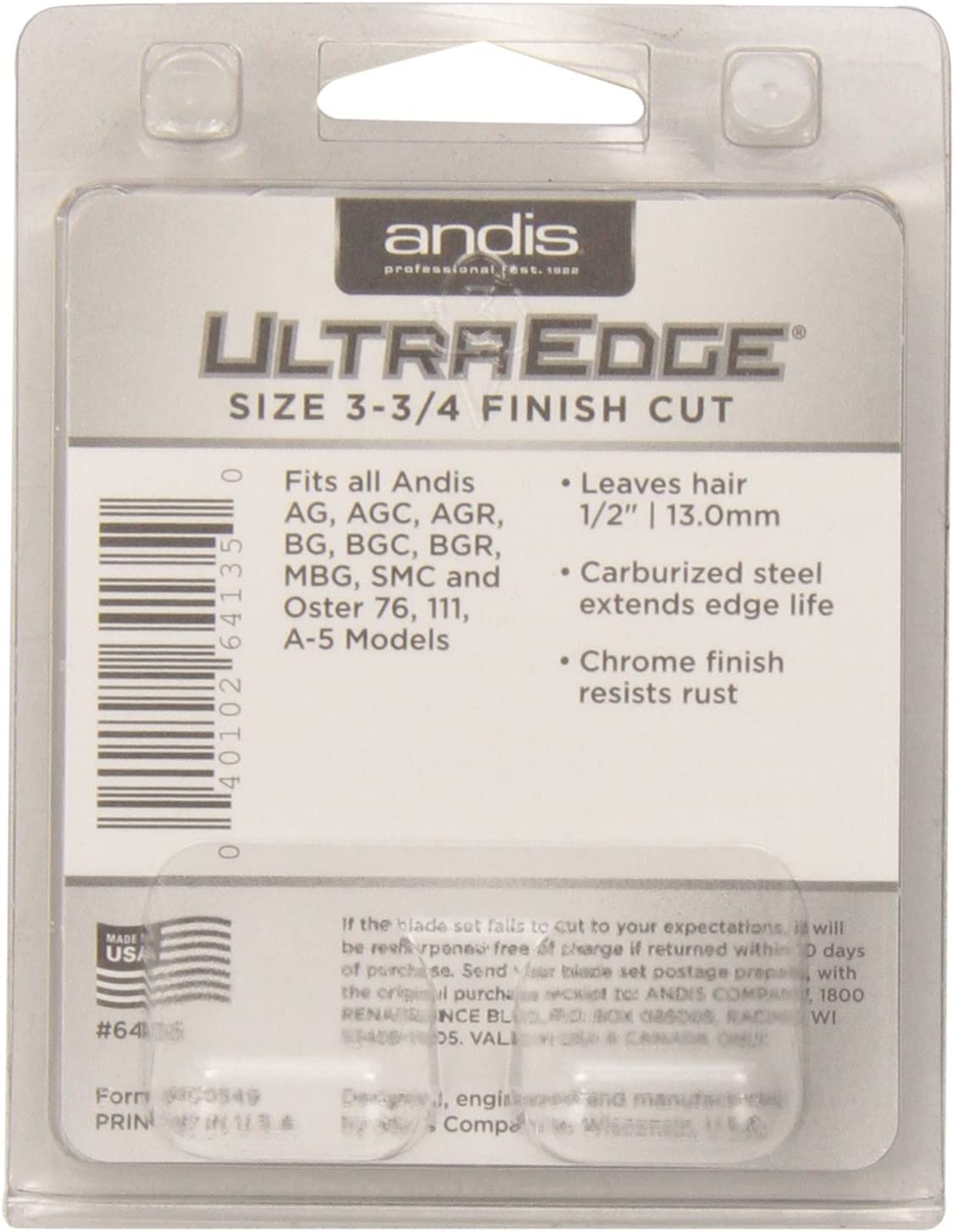 ANDIS ULTRAEDGE DETACHABLE BLADE, SIZE 3 3/4 FC #64135