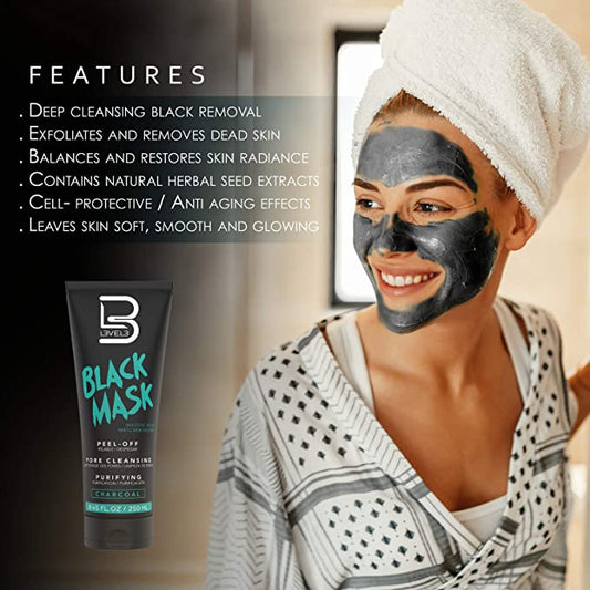 MASCARILLA FACIAL PEEL-OFF DE CARBÓN NEGRO L3VEL3 8.45 OZ