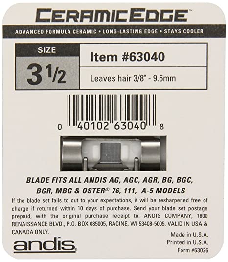 ANDIS CERAMICEDGE DETACHABLE CLIPPER BLADE, SIZE #3 1/2 #63040