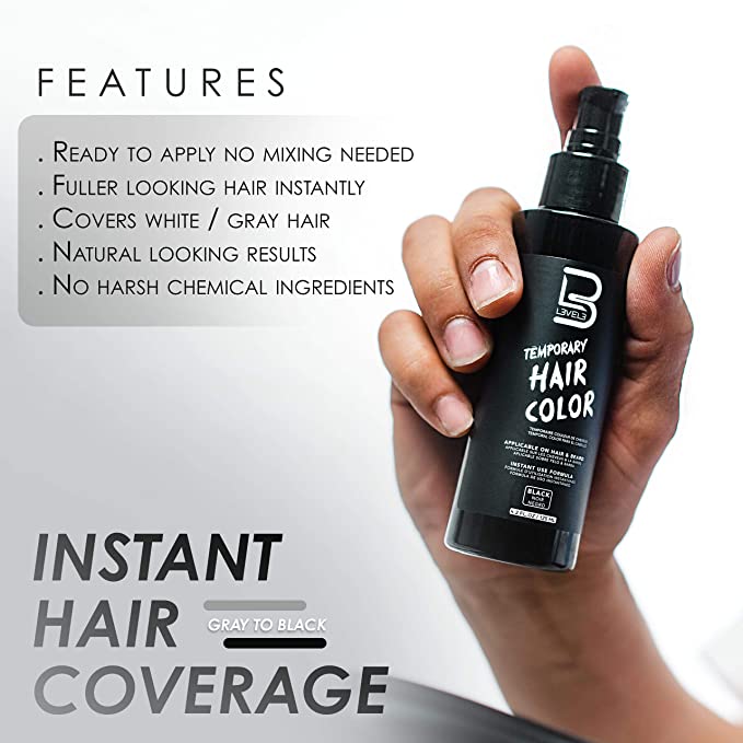 L3VEL3 TEMPORARY BEARD HAIR COLOR – BLACK 4.2OZ