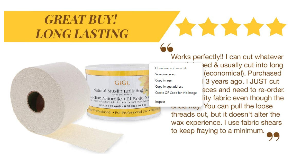 GIGI NATURAL MUSLIN EPILATING ROLL 40 YD