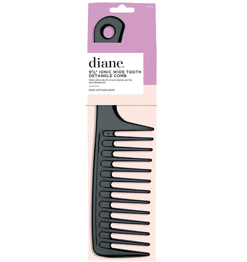 Peine desenredante extra ancho Diane de 9 3/4 pulgadas, color negro, D7113