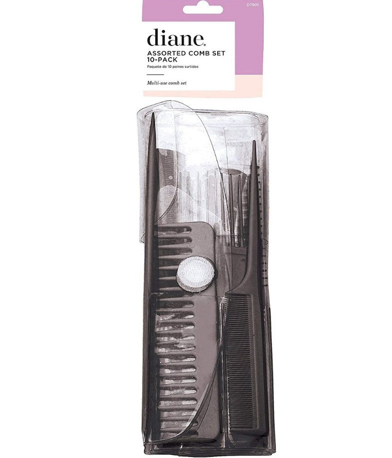 DIANE ASSORTED COMB KIT BLACKD 10 PK D7901