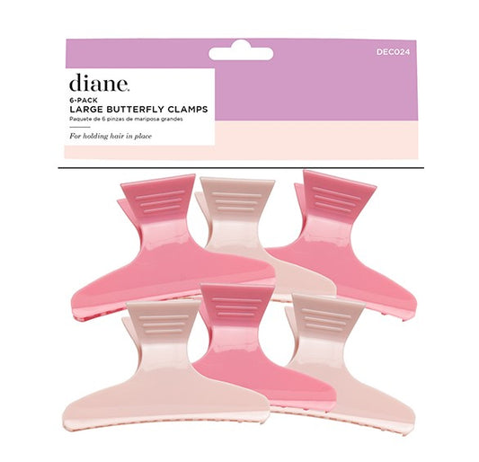 DIANE LARGE BUTTERFLY CLAMPS ROSE 6 PK DEC024