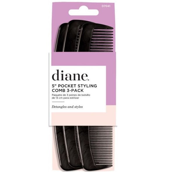 DIANE POCKET STYLING COMB 5 BLACK 3 PK D7041
