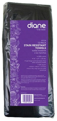 TOALLAS DIANE RESISTENTES A LAS MANCHAS 100 % ALGODÓN NEGRAS 12 PK 25106