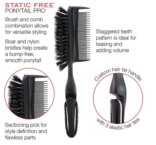 CRICKET STATIC FREE PONYTAIL PRO BLACK BRUSH #5511113