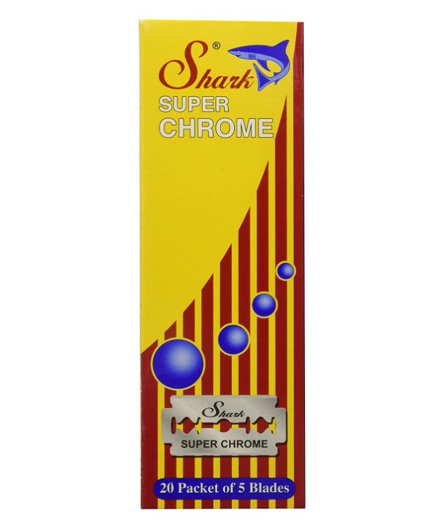 SHARK DOUBLE EDGE SAFETY RAZOR BLADES, SUPER CHROME, 100 CT