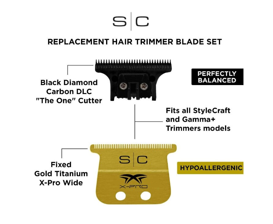 SET STYLECRAFT DE HOJA ANCHA PRO FIJA GOLD X + THE ONE #SC527GB