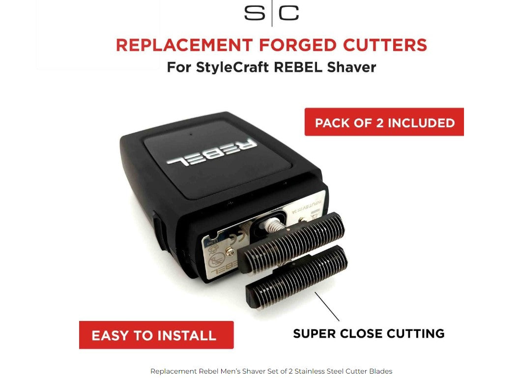 STYLECRAFT REPLACEMENT REBEL SHAVER SET OF 2 CUTTER BLADES #SC514S