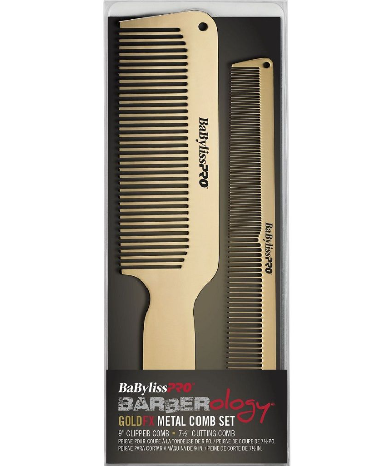 BABYLISS PRO BARBEROLOGY METAL COMB 2 PACK GOLD BCOMBSET2G