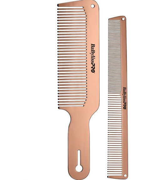 BABYLISS BARBEROLOGY METAL COMB 2 PACK ROSE GOLD BCOMBSET2RG