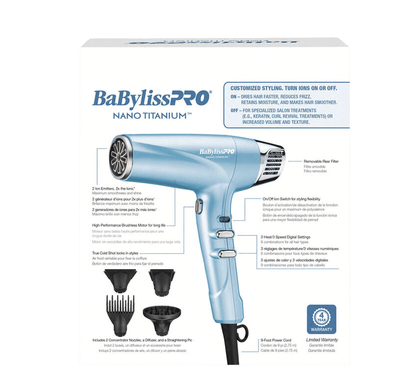 BABYLISSPRO NANO TITANIUM HIGH-SPEED DUAL IONIC DRYER BNT9100