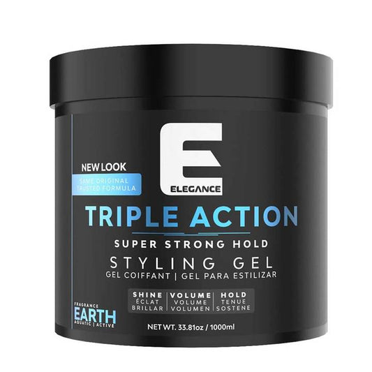 GEL PARA CABELLO DE FIJACIÓN SÚPER FUERTE ELEGANCE TRIPLE ACCIÓN – TIERRA 1000 ml/33,8 oz