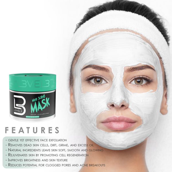 L3VEL3 FACIAL MUD SCRUB MASK 16.9 OZ