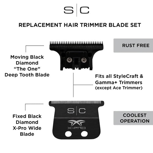 STYLECRAFT Trimmer Blade WIDE THE ONE Black Diamond Replacement Set #SC536B