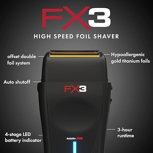BaBylissPRO® FX3 Professional High Speed Foil Shaver #FXX3SB