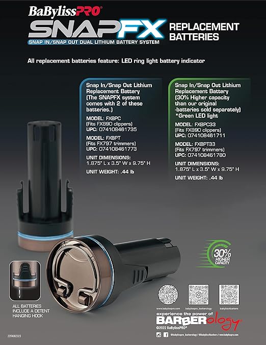 SNAPFX TRIMMER REPLACEMENT BATTERY/BLUE#FXBPT/GREEN#FXBPT33