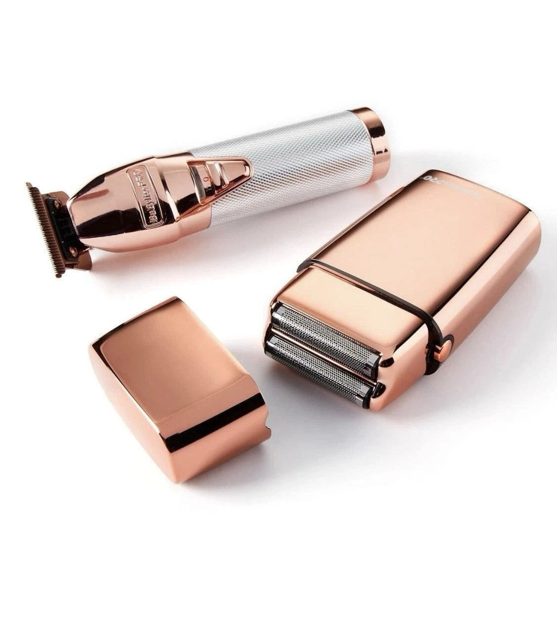 BaBylissPRO Limited Edition Rose Gold Trimmer & Double Foil Shaver Set FXDUOFS2TRG