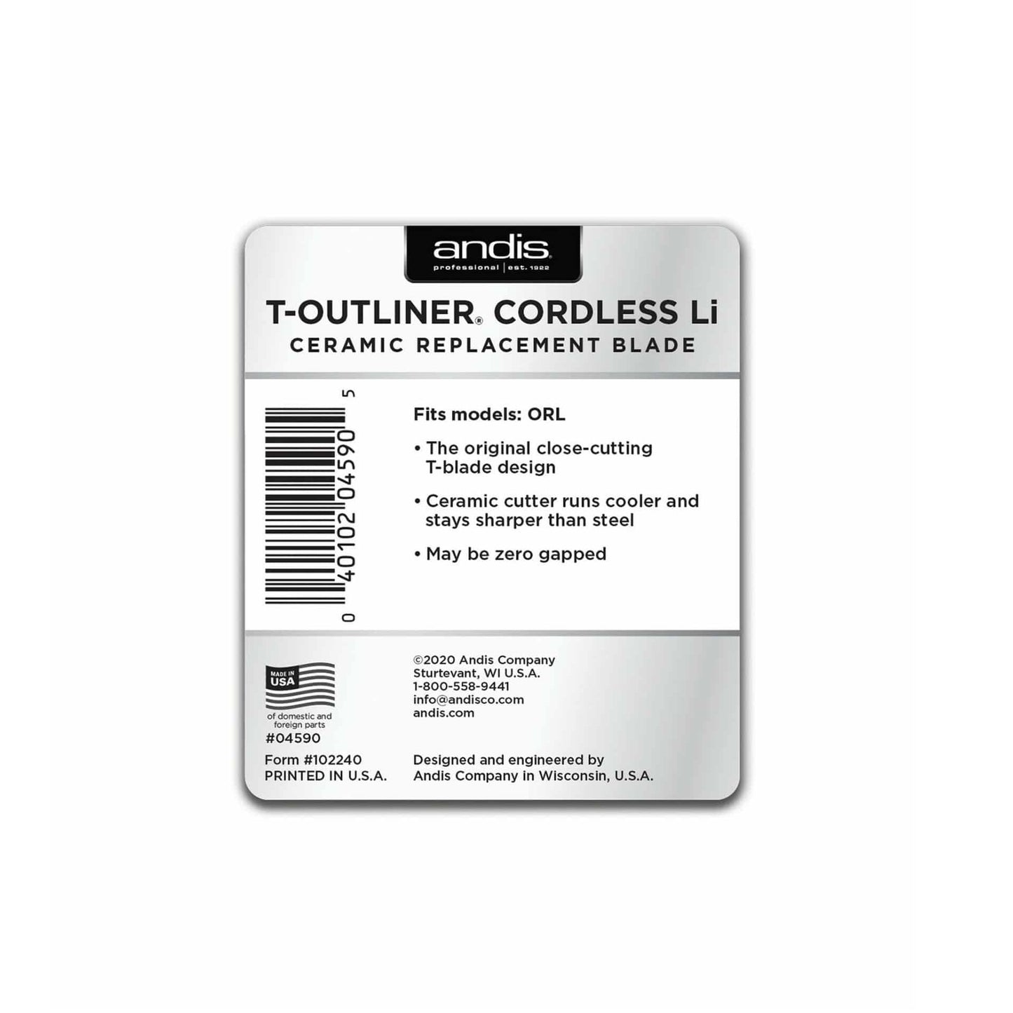 ANDIS T-OUTLINER LI CORDLESS CERAMIC REPLACEMENT BLADE #04590