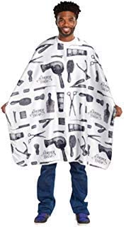 SCALPMASTER BARBER PRINT STYLING CAPE WHITE 4132
