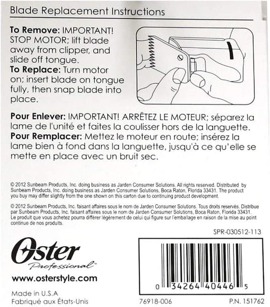 OSTER DETACHABLE BLADE SIZE 00000