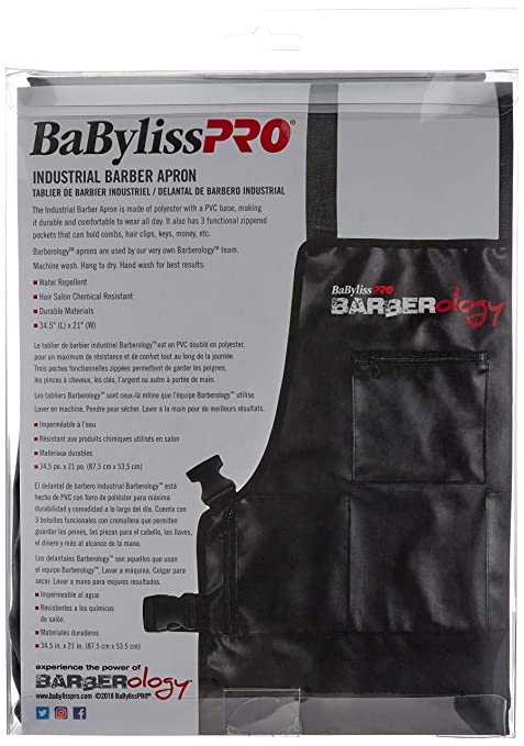 DELANTAL DE BARBEROLOGÍA BABYLISSPRO NEGRO 