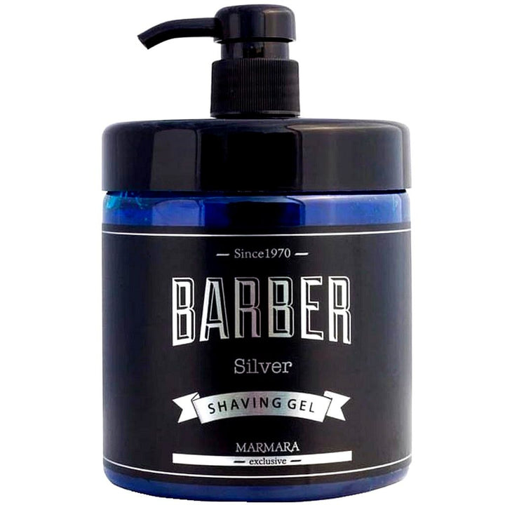 MARMARA BARBER SHAVING GEL SILVER JAR WHIT PUMP 34 OZ