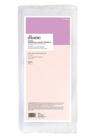 DIANE ESSENTIAL SALON TOWELS WHITE 12 PK DTT002