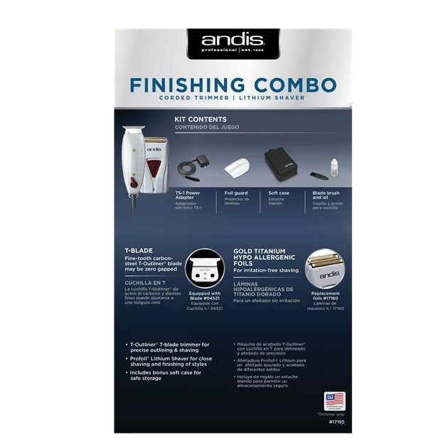 ANDIS FINISHING COMBO TRIMER T-OUTLINER & SHAVER,GTO/TS-1 #17270