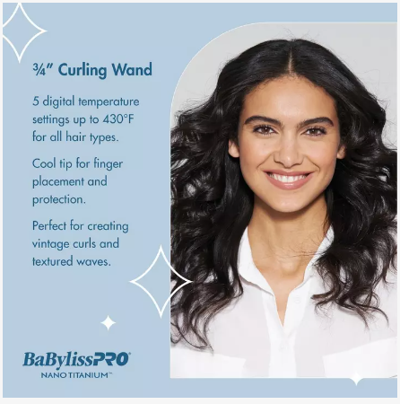 BABYLISS PRO NANO SPRING CURLING IRON 3/4" #BNT75S