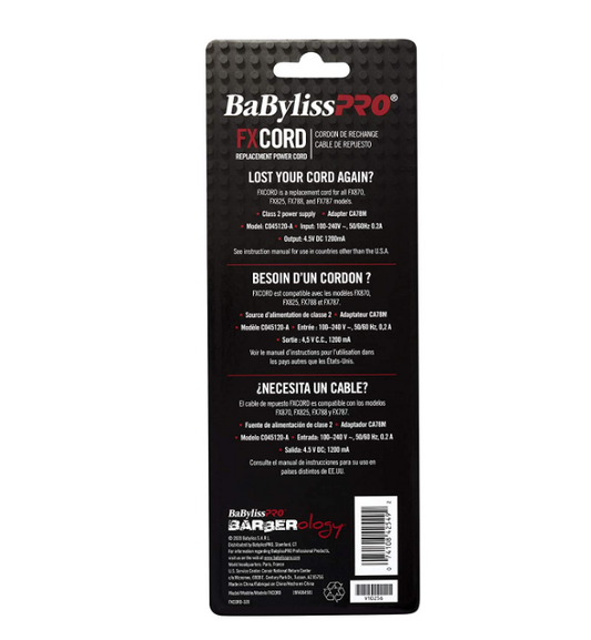 CABLE DE ALIMENTACIÓN DE REPUESTO BABYLISS PRO FXCORD FXCORD